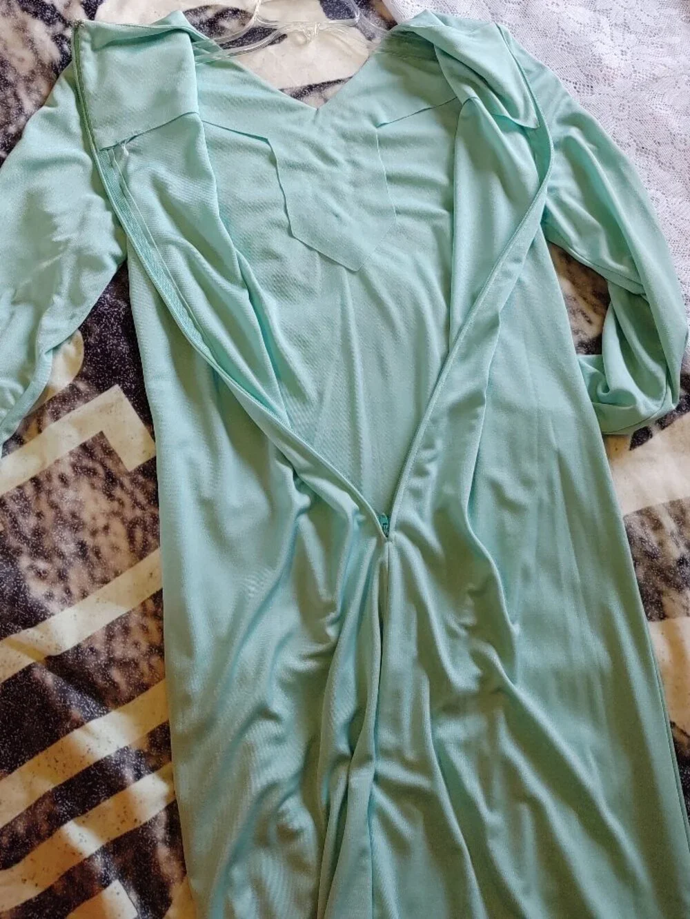 Vintage Mint Green Long Sleeve Midi Dress